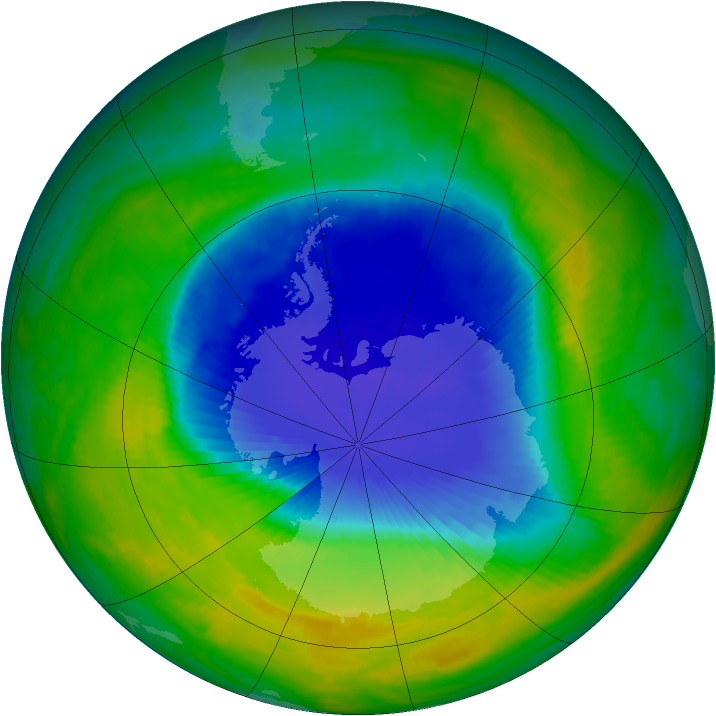 Antarctic ozone map for 08 November 1990